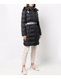 Пуховик PINKO 1G16XJY833 с капюшоном и брендированным поясом черный