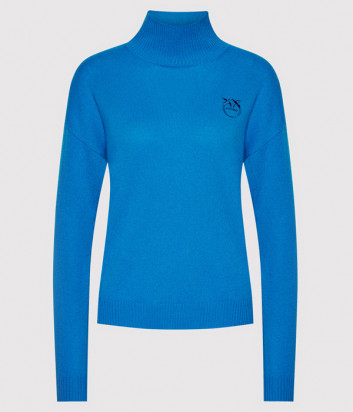 Кашемировый гольф PINKO 1G167RY774 с вышитым логотипом голубой