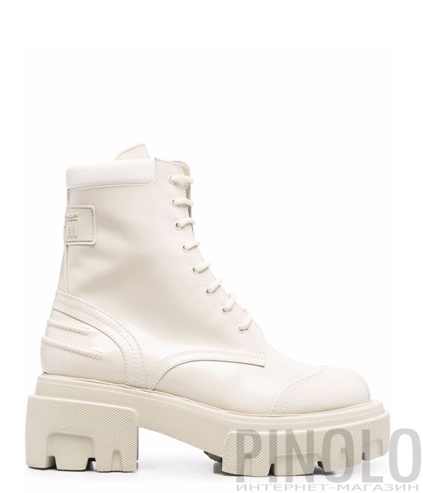 Кожаные ботинки MSGM 3141MDS803404 на массивной подошве кремовые