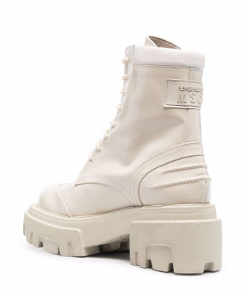 Кожаные ботинки MSGM 3141MDS803404 на массивной подошве кремовые