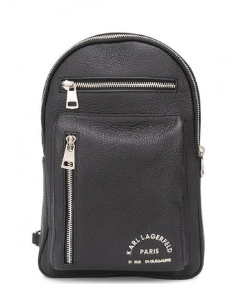 Кожаный рюкзак KARL LAGERFELD 815904 512451 черный с логотипом