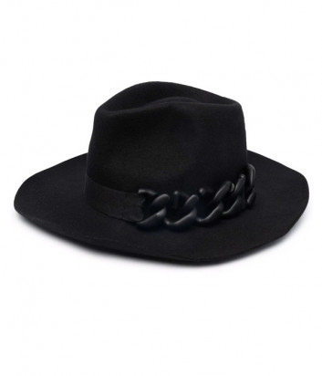 Шерстяная шляпа-федора GCDS FW22W010042 декорированная цепочкой черная