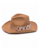 Шерстяная шляпа-федора GCDS FW22W010042 декорированная цепочкой коричневая