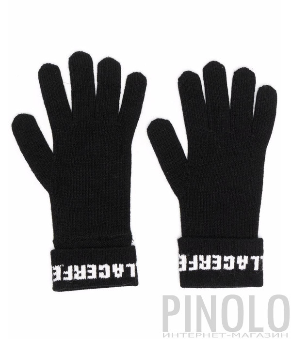 Трикотажные перчатки KARL LAGERFELD 216W3603 черные с логотипом