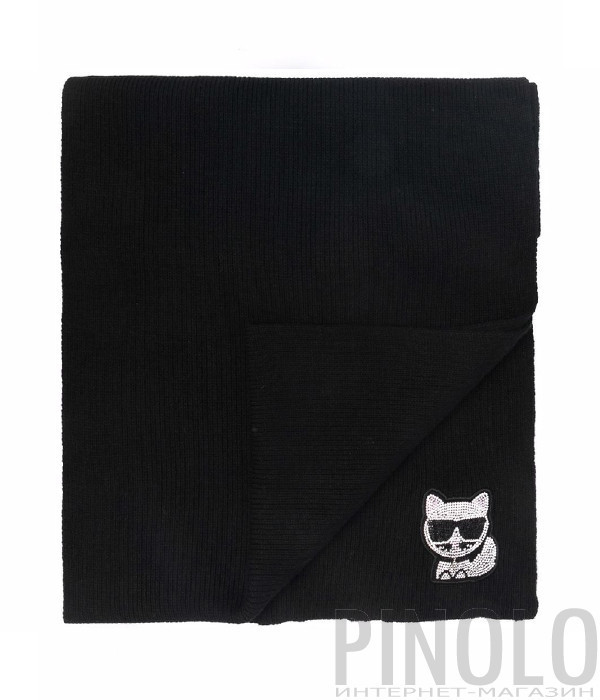Шарф KARL LAGERFELD Choupette 216W3311 декорированный кристаллами черный