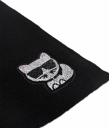 Шарф KARL LAGERFELD Choupette 216W3311 декорированный кристаллами черный
