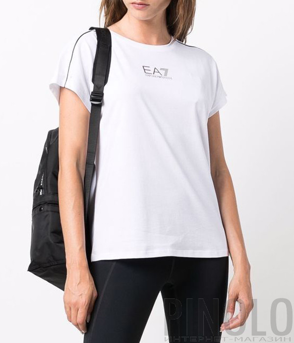 Футболка EA7 EMPORIO ARMANI 6KTT04 TJBEZ белая с логотипом