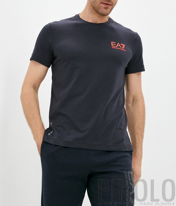 Футболка EA7 EMPORIO ARMANI 6KPT22 PJAMZ синяя с логотипом