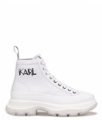 Кожаные ботинки KARL LAGERFELD Luna KL42950 на платформе белые с логотипом