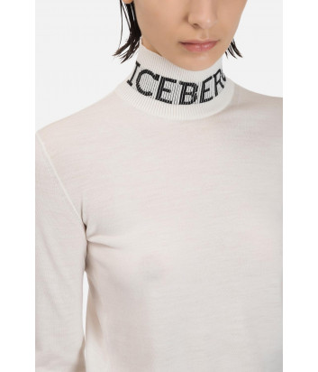 Гольф ICEBERG A0027008 из легкой шерсти мериноса с логотипом белый