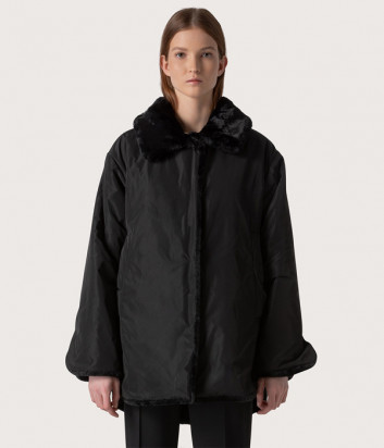 Короткое пальто-шуба SEVENTY PE0140520213999 двухстороннее черное