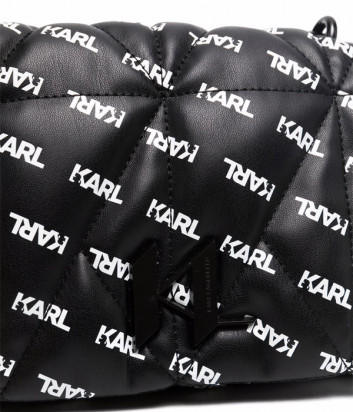Стеганная сумка на цепочке KARL LAGERFELD Studio 216W3025 принт с логотипом черная