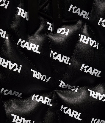 Большая стеганная сумка KARL LAGERFELD Studio 216W3026 принт с логотипом черная
