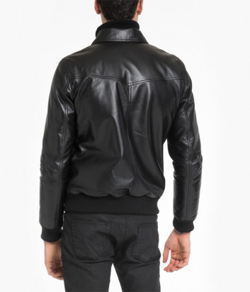 Мужская кожаная куртка ICE PLAY Z0116800 на молнии черная