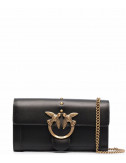 Кожаная сумочка-кошелек PINKO Love Wallet Simply 1P22AM на цепочке черная