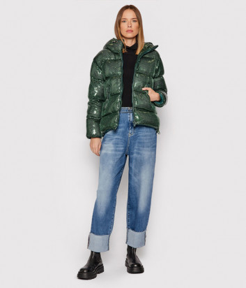 Широкие джинсы PINKO 1J10PG с отворотами голубые