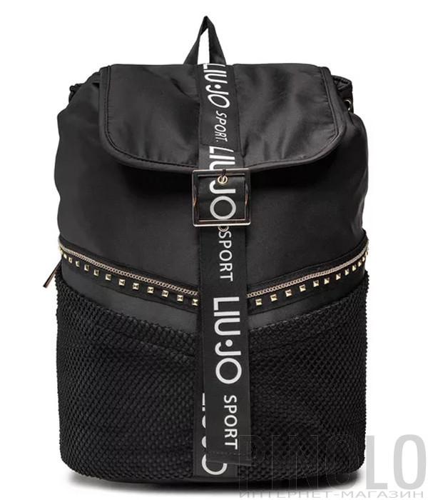 Нейлоновый рюкзак LIU JO TF1178 T0300 с заклепками и логотипом черный