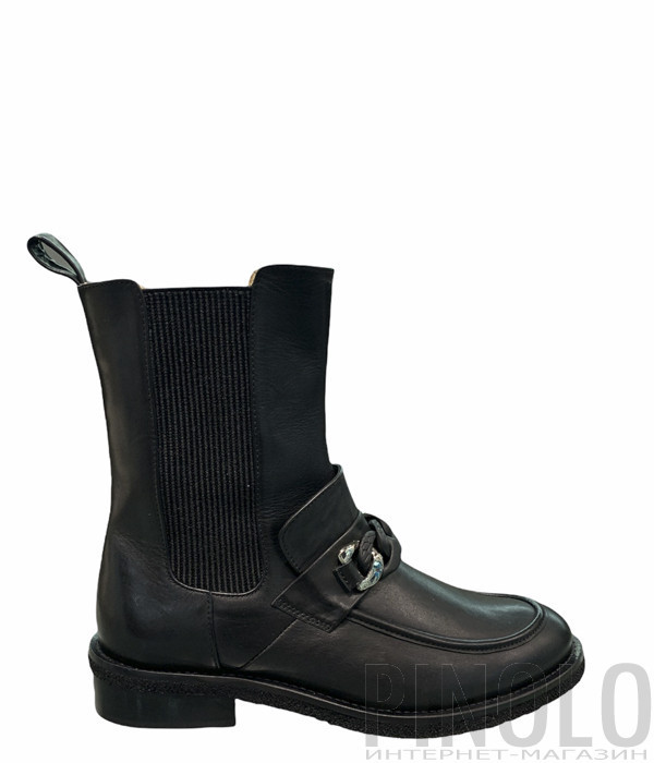 Кожаные ботинки HELENA SORETTI Letizia 045 с декором-цепочкой черные