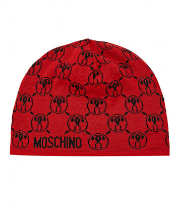 Женская шапка BOUTIQUE MOSCHINO 65243 красная с принтом