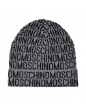 Мужская шапка BOUTIQUE MOSCHINO 60007 из чистой шерсти серая с логотипом
