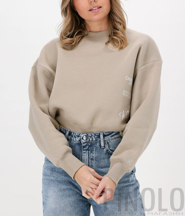 Женская толстовка CALVIN KLEIN Jeans J20J216954 бежевая с надписями