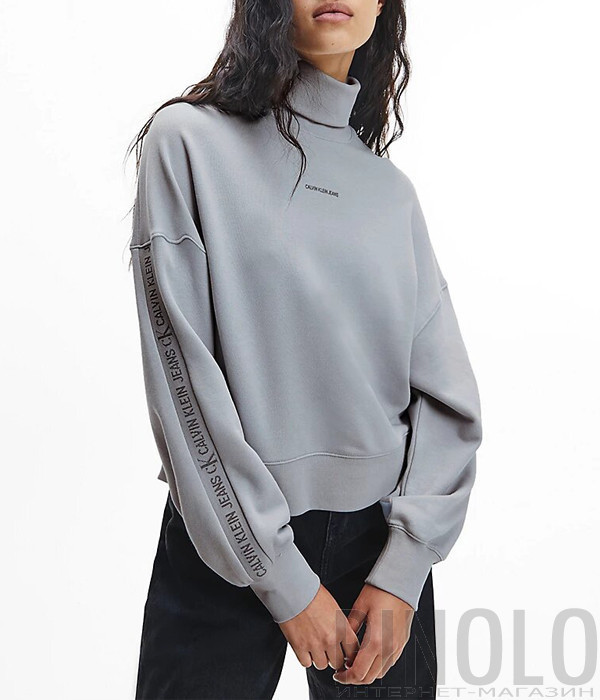 Объемный свитшот CALVIN KLEIN Jeans J20J217422 с высоким воротником серый