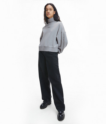 Объемный свитшот CALVIN KLEIN Jeans J20J217422 с высоким воротником серый