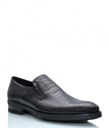 Кожаные туфли MARIO BRUNI 63378 с тиснением под крокодила черные