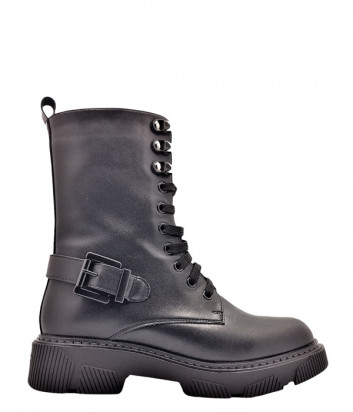 Кожаные ботинки TOSCA BLU SF2108S125 на шнуровке черные