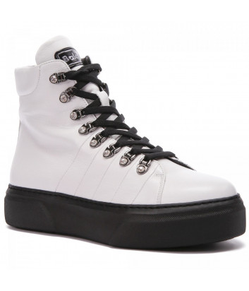 Кожаные ботинки BALDININI 148756 на шнуровке белые