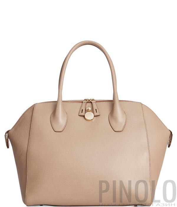 Сумка Furla Olimpia 748961 большая из зернистой кожи на молнии бежевая