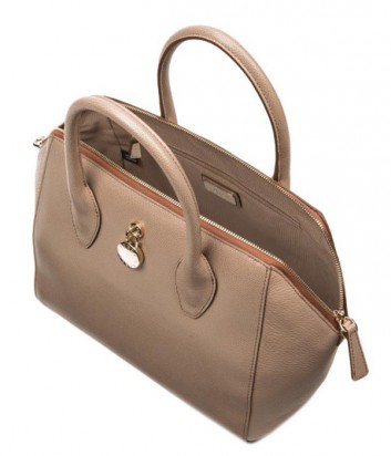 Сумка Furla Olimpia 748961 большая из зернистой кожи на молнии бежевая