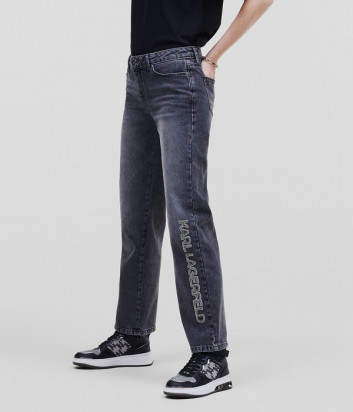 Классические прямые джинсы KARL LAGERFELD 220W1102 с логотипом серые