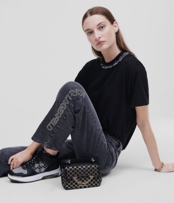 Классические прямые джинсы KARL LAGERFELD 220W1102 с логотипом серые