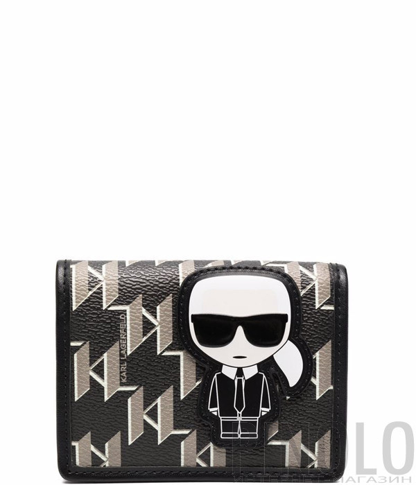 Поясная сумка KARL LAGERFELD Ikonik Monogram 220W3150 черная с принтом