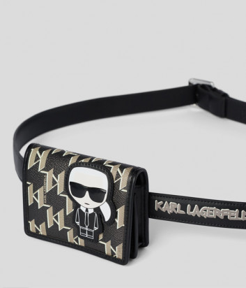 Поясная сумка KARL LAGERFELD Ikonik Monogram 220W3150 черная с принтом