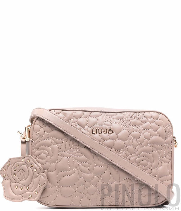 Сумка через плечо LIU JO NF1007 E0426 с декоративной строчкой пудровая