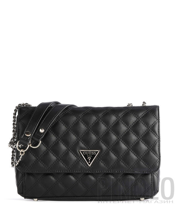 Сумка на цепочке GUESS Cessily HWEV7679210 в стеганной экокоже черная