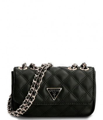 Сумка на цепочке GUESS Cessily HWEV7679780 в стеганной экокоже черная
