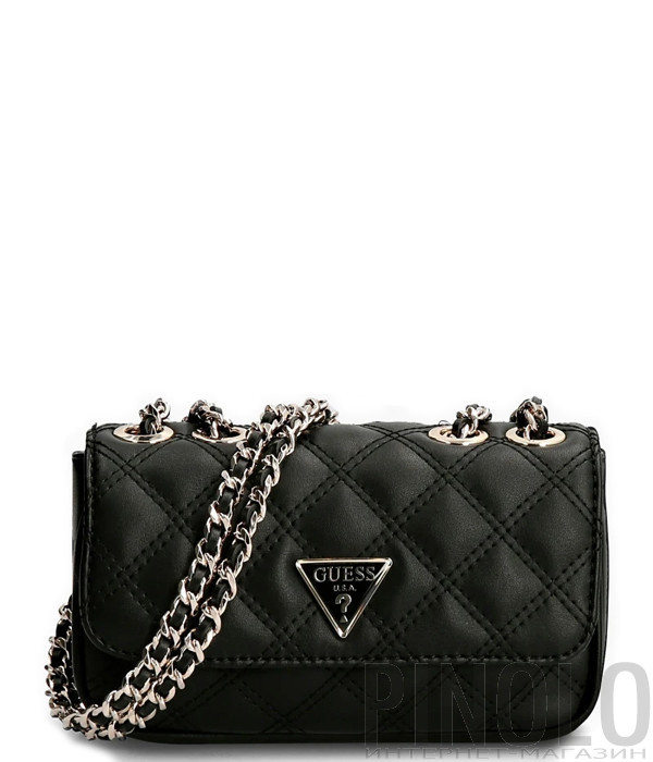 Сумка на цепочке GUESS Cessily HWEV7679780 в стеганной экокоже черная