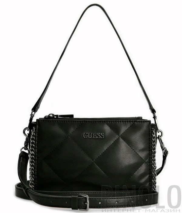 Сумка GUESS Khatia HWQM8381180 в стеганной экокоже черная