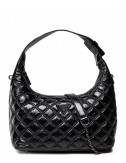 Сумка-хобо GUESS Cessily HWKM7679020 в стеганной лаковой экокоже черная