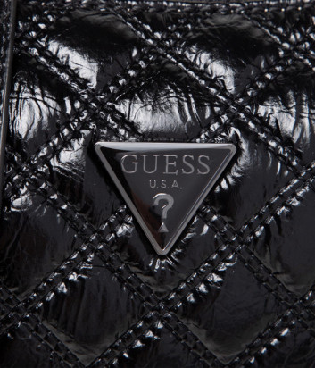 Сумка-хобо GUESS Cessily HWKM7679020 в стеганной лаковой экокоже черная