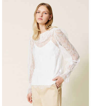 Кружевная блуза TWINSET 221TP2141 с нижним топом белая