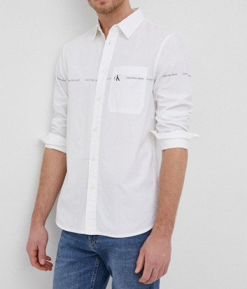 Белая мужская рубашка CALVIN KLEIN Jeans J30J319669 с логотипом