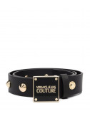 Кожаный ремень VERSACE Jeans Couture 72VA6F2471627 с логотипом на пряжке черный