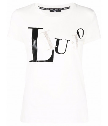 Белая футболка LIU JO TA2028 J5003 с логотипом и стразами