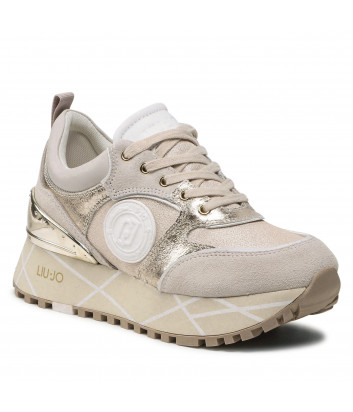 Замшевые кроссовки LIU JO Maxi Wonder BA2061 PX229 на платформе бежевые