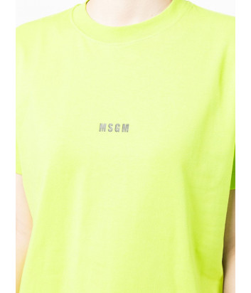 Базовая футболка MSGM 3241MDM500 салатовая с маленьким логотипом