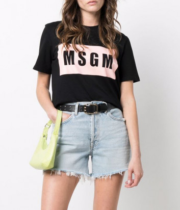 Хлопковая футболка MSGM 3241MDM520 с логотипом черная